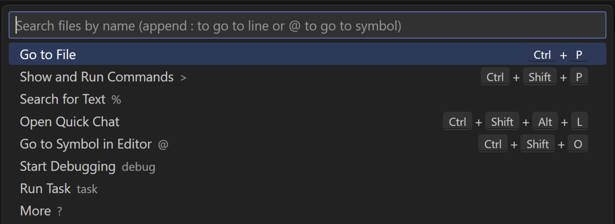 command palette opened